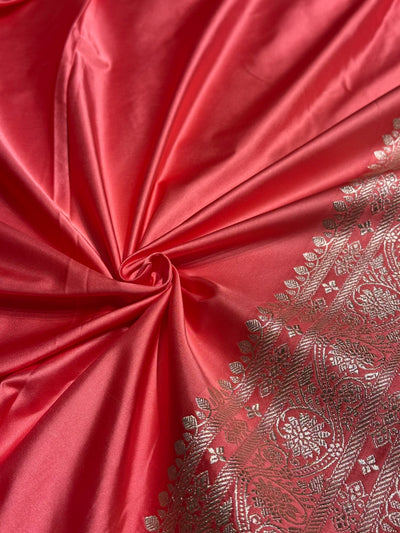 Peach Shades Floral Border Boota Mashru Silk Saree MCS66