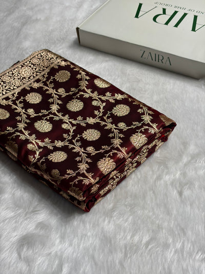 Light Weight Maroon shades Satin Silk Saree SS15