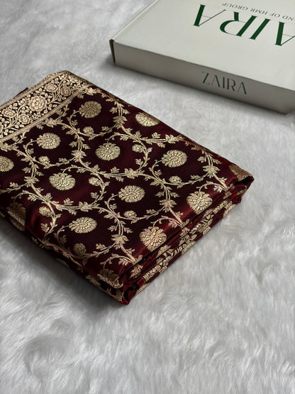 Light Weight Maroon shades Satin Silk Saree SS15