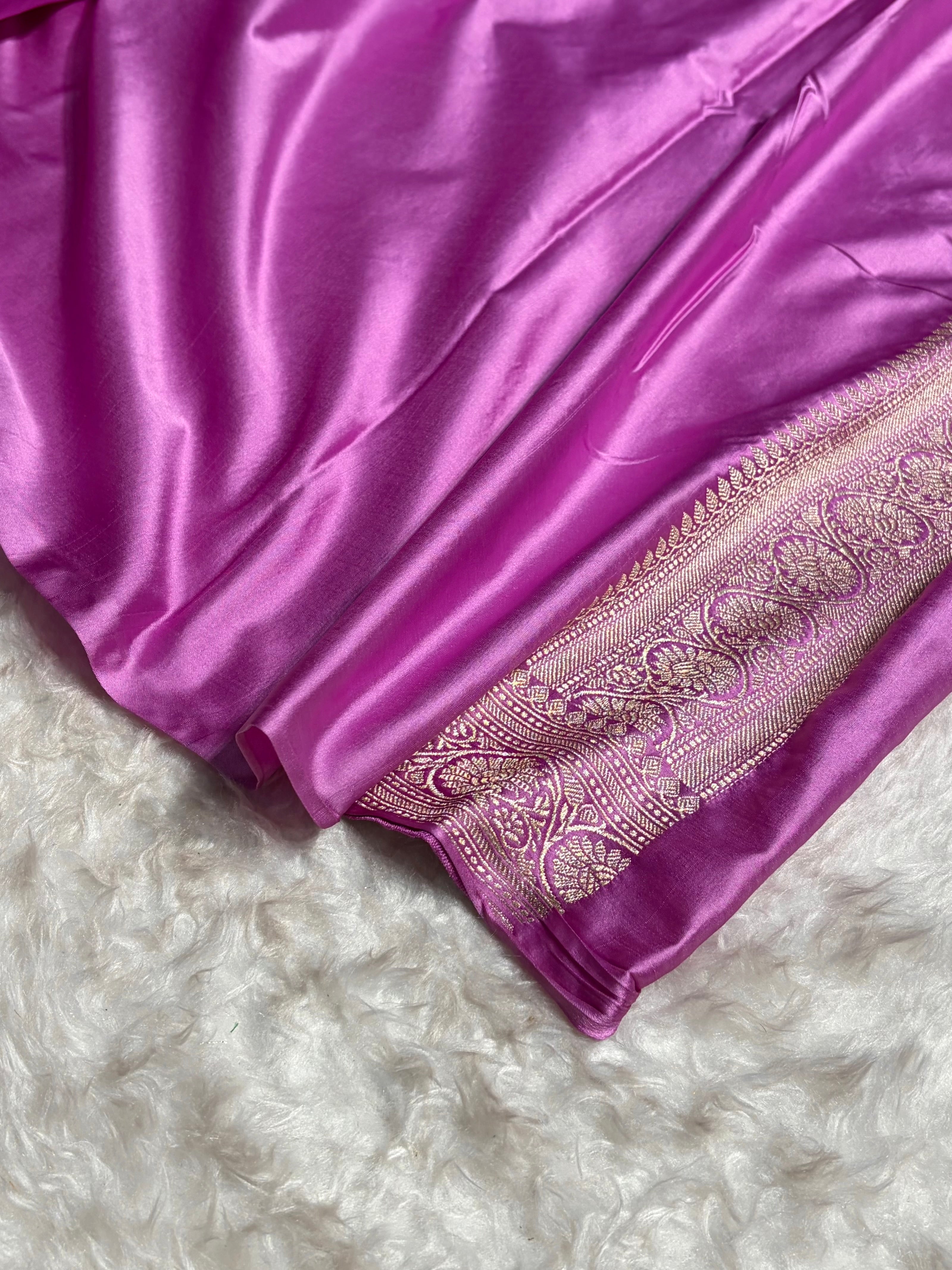 Lavender Minakari Banarasi Cross Mashru Silk Saree MS01