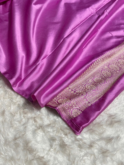 Lavender Minakari Banarasi Cross Mashru Silk Saree MCS01
