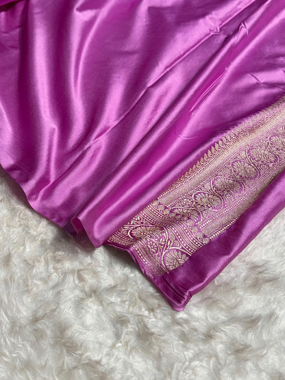Lavender Minakari Banarasi Cross Mashru Silk Saree MS01