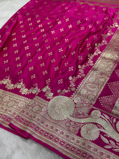 Rani Banarasi Floral Motif Katan Silk Saree