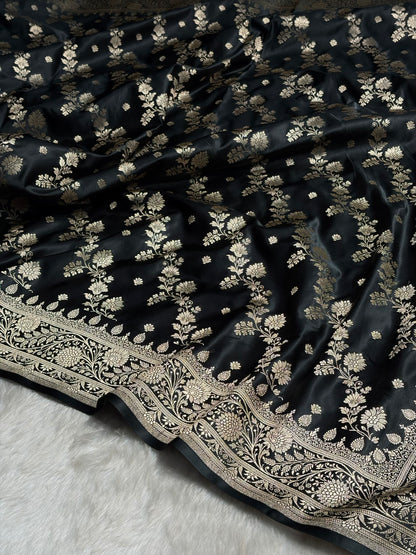 Black Booti Banarasi Katan Silk Saree SK24