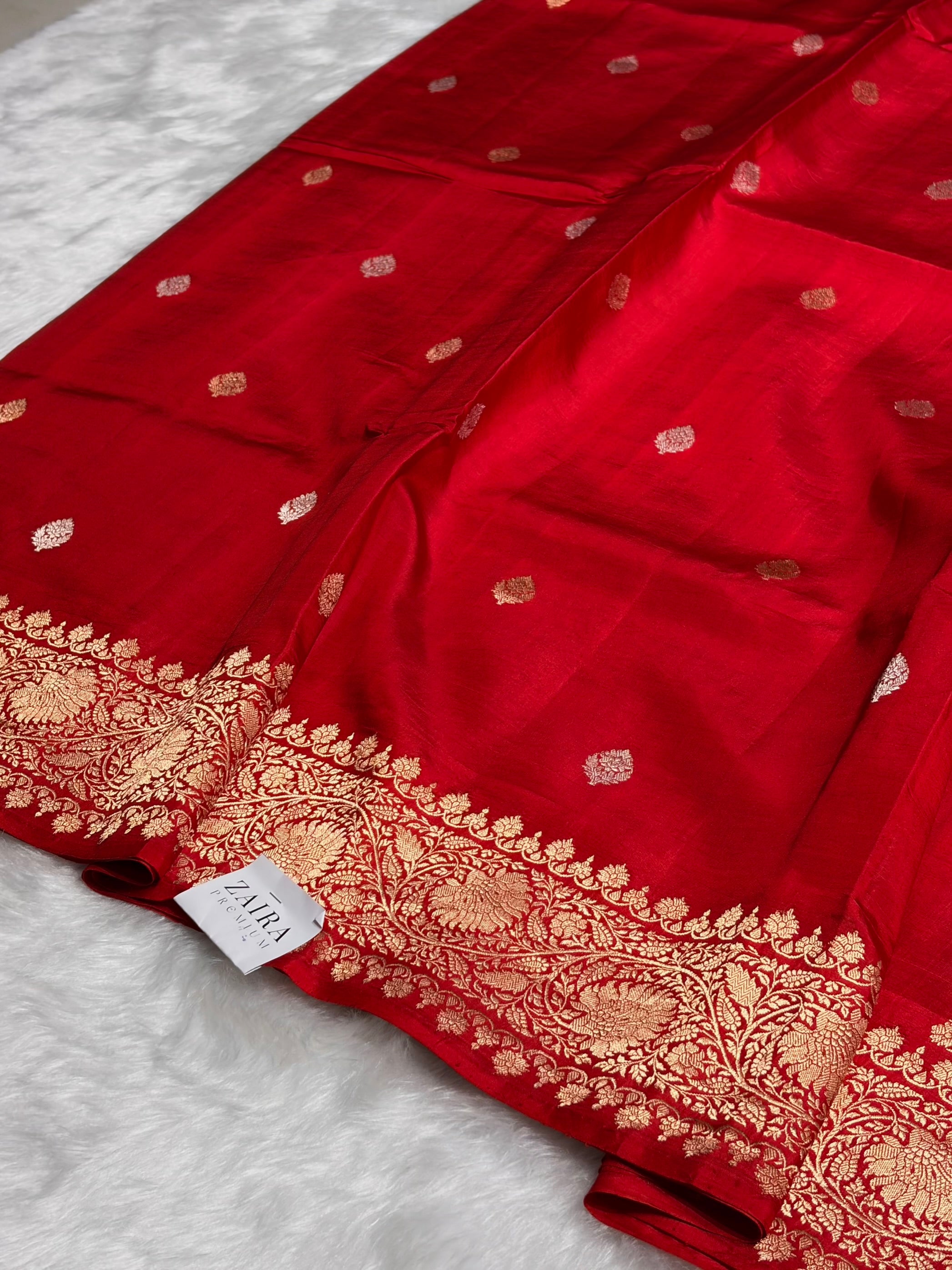Red Boota Handwoven Pure Katan Raw Mango Silk RM-33