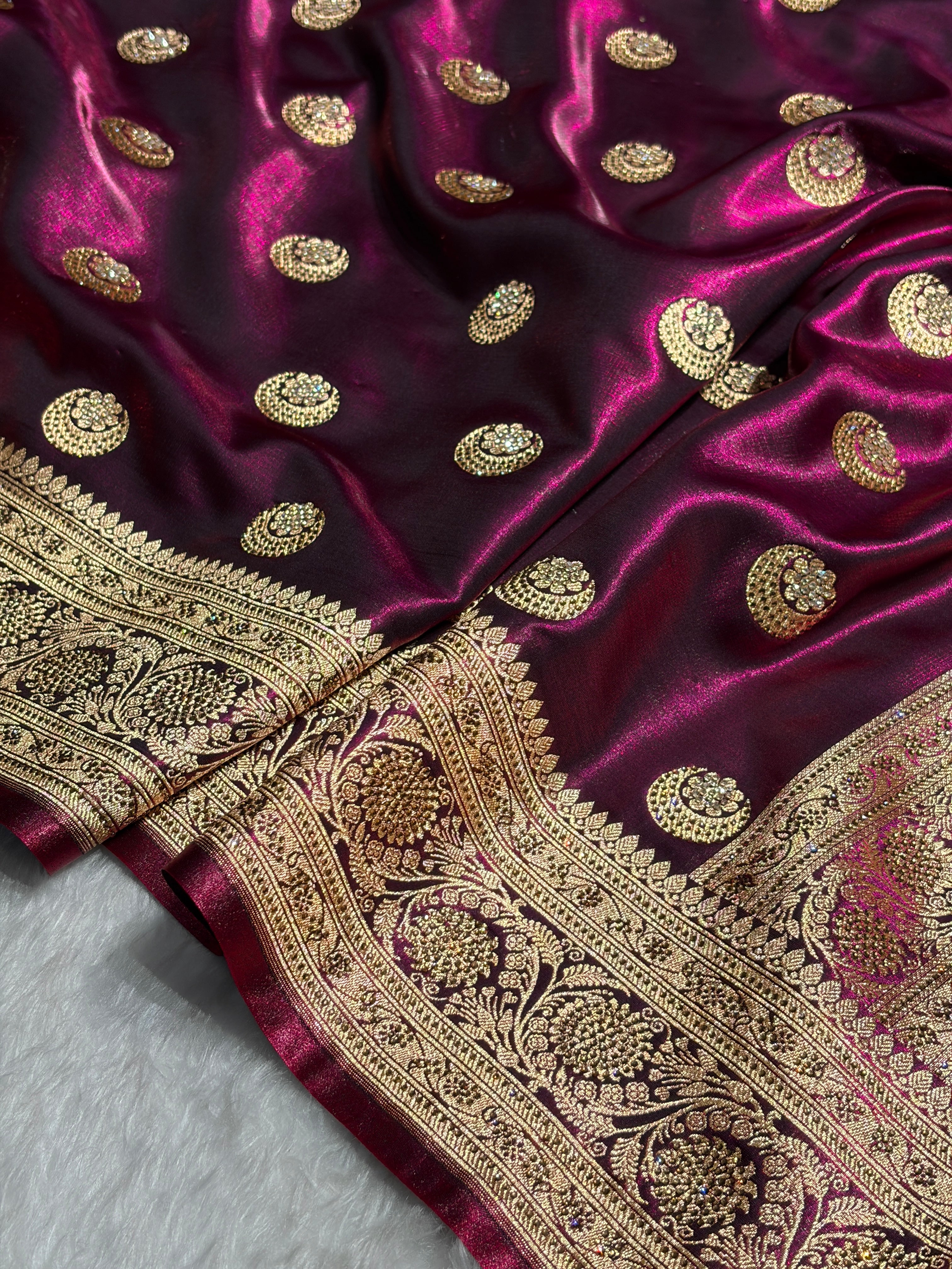 Chand Tara Cross Wine Boota With Traditional Banarasi Swarovski Work BSS04 (R)