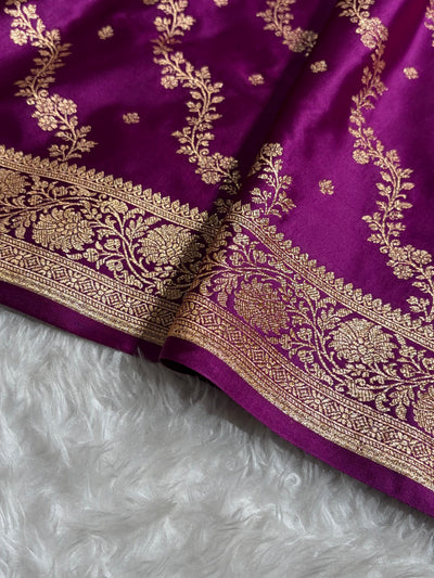 Banarasi Satin Katan Saree With Boota in Wine Shades SK108