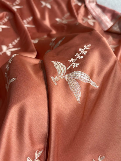 Peach Floral Motif Mashru Silk Saree MSM-04