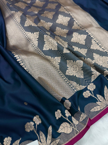 German Floral Booti Mashru Silk Saree