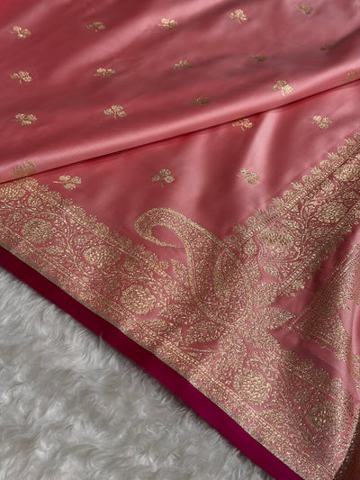 Banarasi Baby Pink Booti Katan Silk Saree SK09