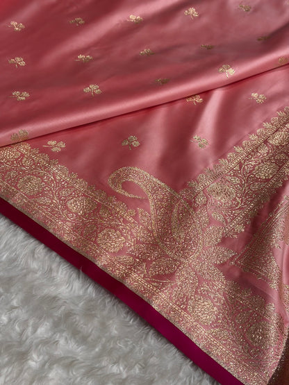 Banarasi Baby Pink Booti Katan Silk Saree SK09