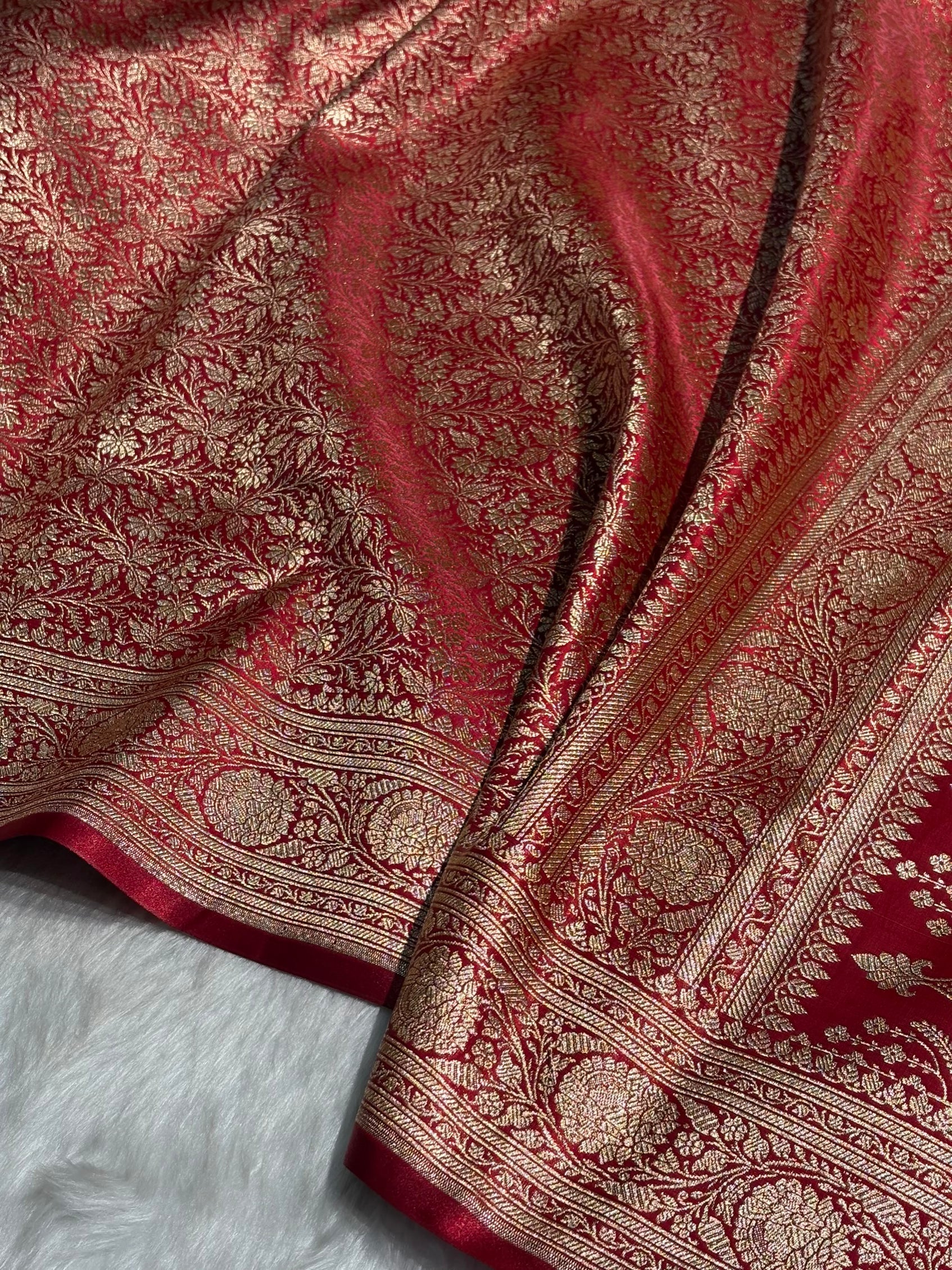 Red Shades Brocket Satin Silk Saree Banarasi Saree Shades SS30