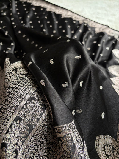 Skirt Border Bridal Black Mashru Silk Saree MCS13
