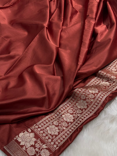 Dark Rusty Copper Boota Mashru Silk Saree MCS24