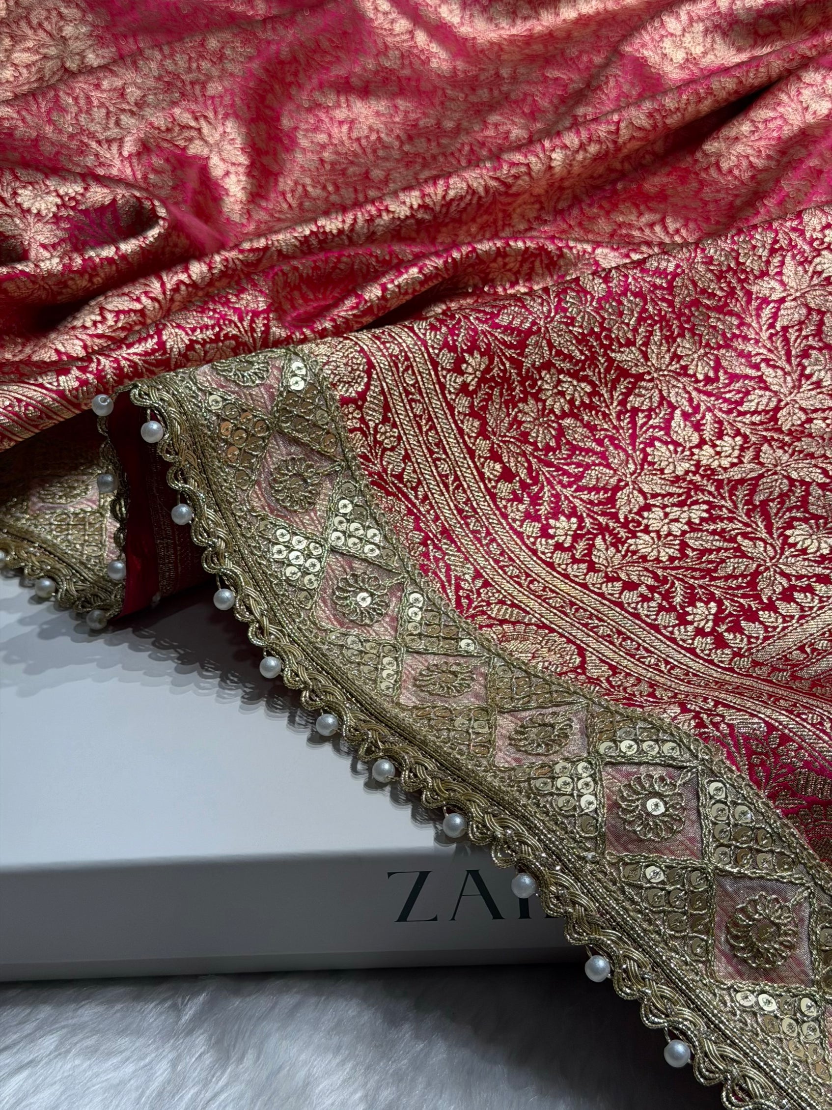 Rani Shades Brocket With Gotta Patti Satin Silk Saree Banarasi Saree Shades SSGP30