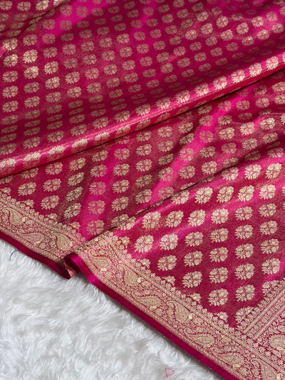 Banarasi Cross Rani Shades Satin Tissue Silk Saree In Booti motif ST01