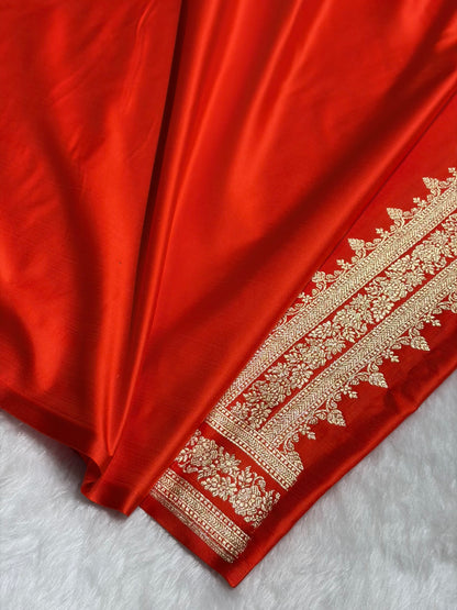 Orange Shades Banarasi Booti Katan Silk Saree SKM17