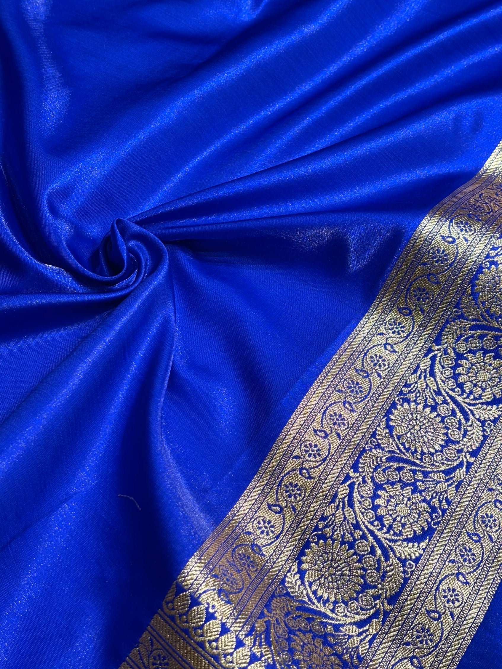 Bright Royal blue Chand Tara Satin Silk Saree SS04