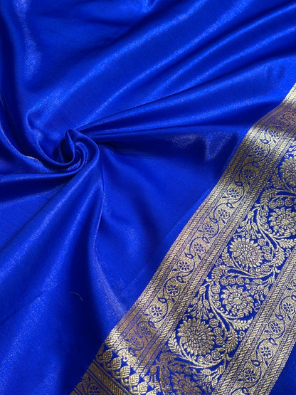Bright Royal blue Chand Tara Satin Silk Saree SS04