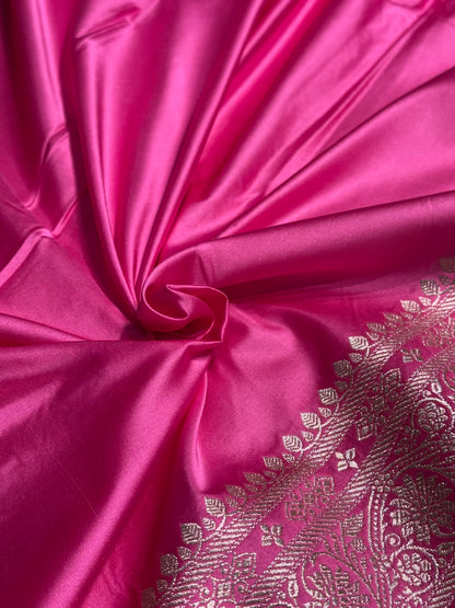 Pink Shades Floral Border Boota Mashru Silk Saree MS66