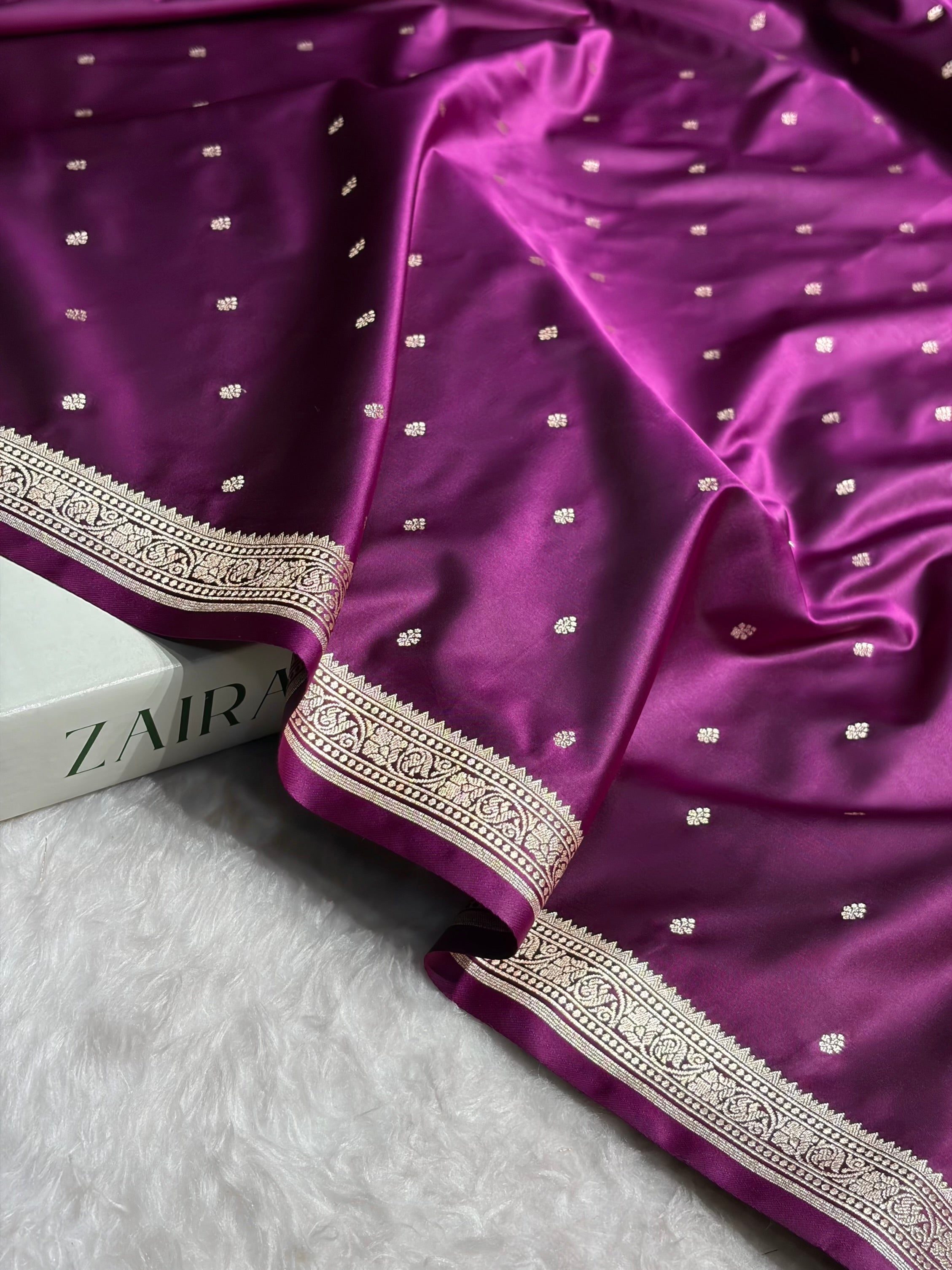 Premium Banarasi Satin Katan Saree in Wine Shades SK90