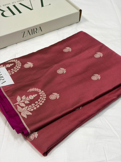 Rusty Mauve Shade With Booti Pattern Mashru Silk Saree