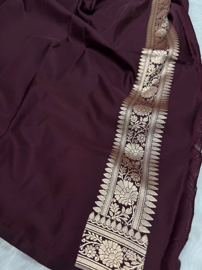 Chocolate shades Mashru Silk Saree for Festive Seasons