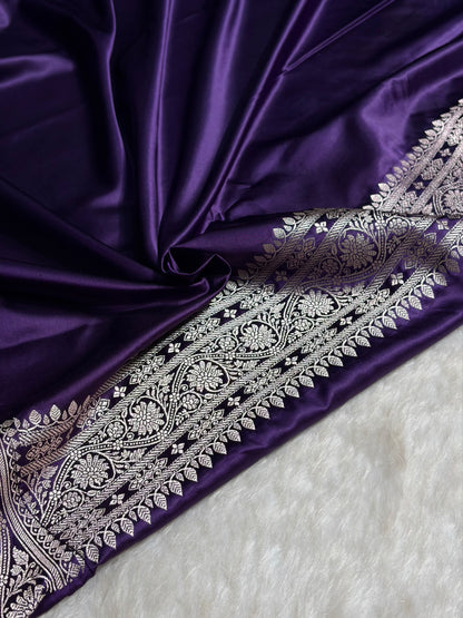 Navy Blue Shades Booti Mashru Silk Saree MS72