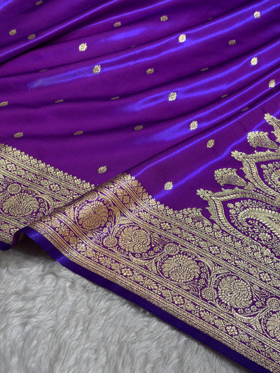 Banarasi Purple Shades Booti Pattern Banarasi Satin Silk Saree SS62