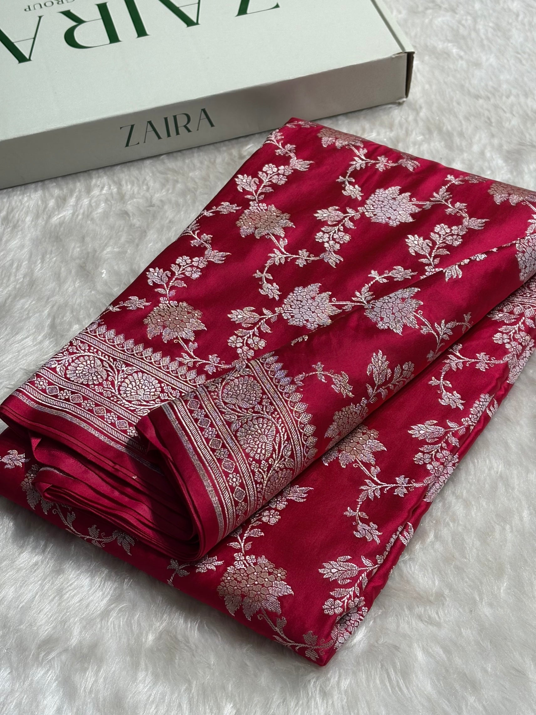 Ruby Pink Shades Jaal Pattern Mashru Silk Saree MS57