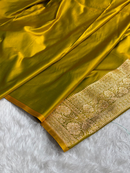 Liril Mehndi Floral Boota Pattern Satin Katan Silk Saree SK72