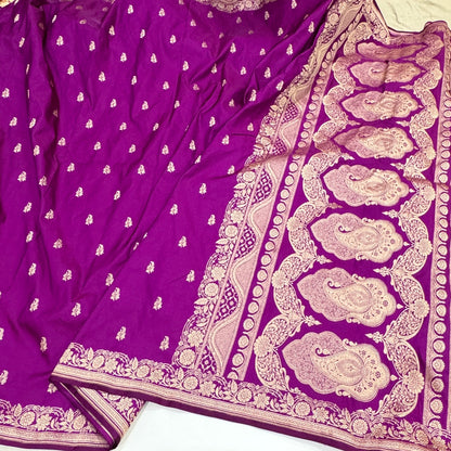 Magenta New Motif Mashru Silk Saree for Festive Seasons