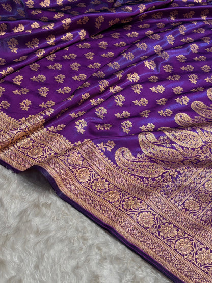 Purple Shades Banarasi Satin Silk Saree SS34