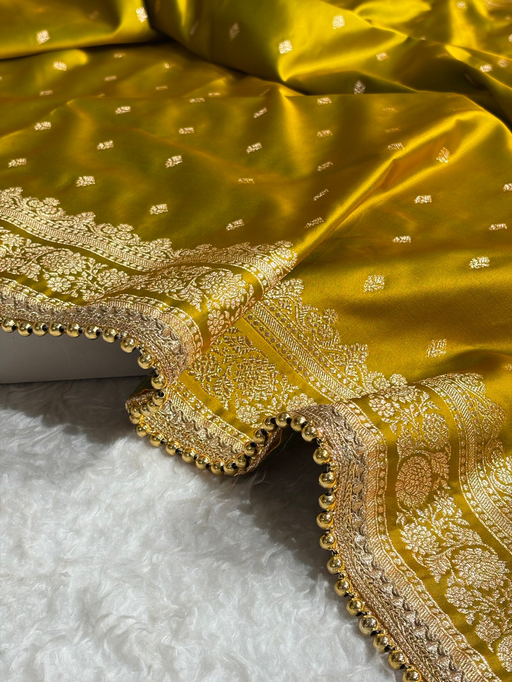 Liril Mehendi Booti Pattern With Gotta Patti Satin Katan Silk Saree SKGP51