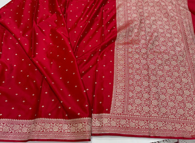 Bridal Red Booti Mashru Silk Saree