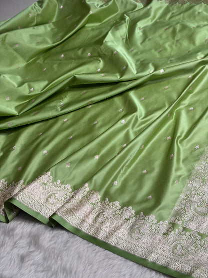 Pista Green Shades Motif Booti Mashru Silk Saree MSM-57