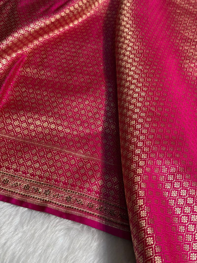 Rani Floral Boota Pattern With Bananas Swarovski Stone Work Satin Katan Silk saree BSK39