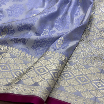 Pastel Blue Tanchoi Motif Mashru Silk Saree