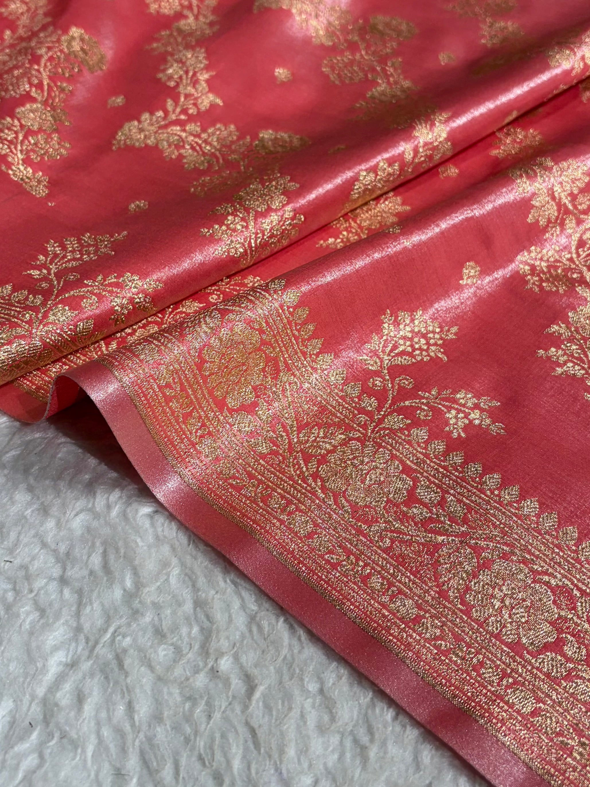 Satin Silk Saree Banarasi Cross with booti In Baby Pink Shades SS22