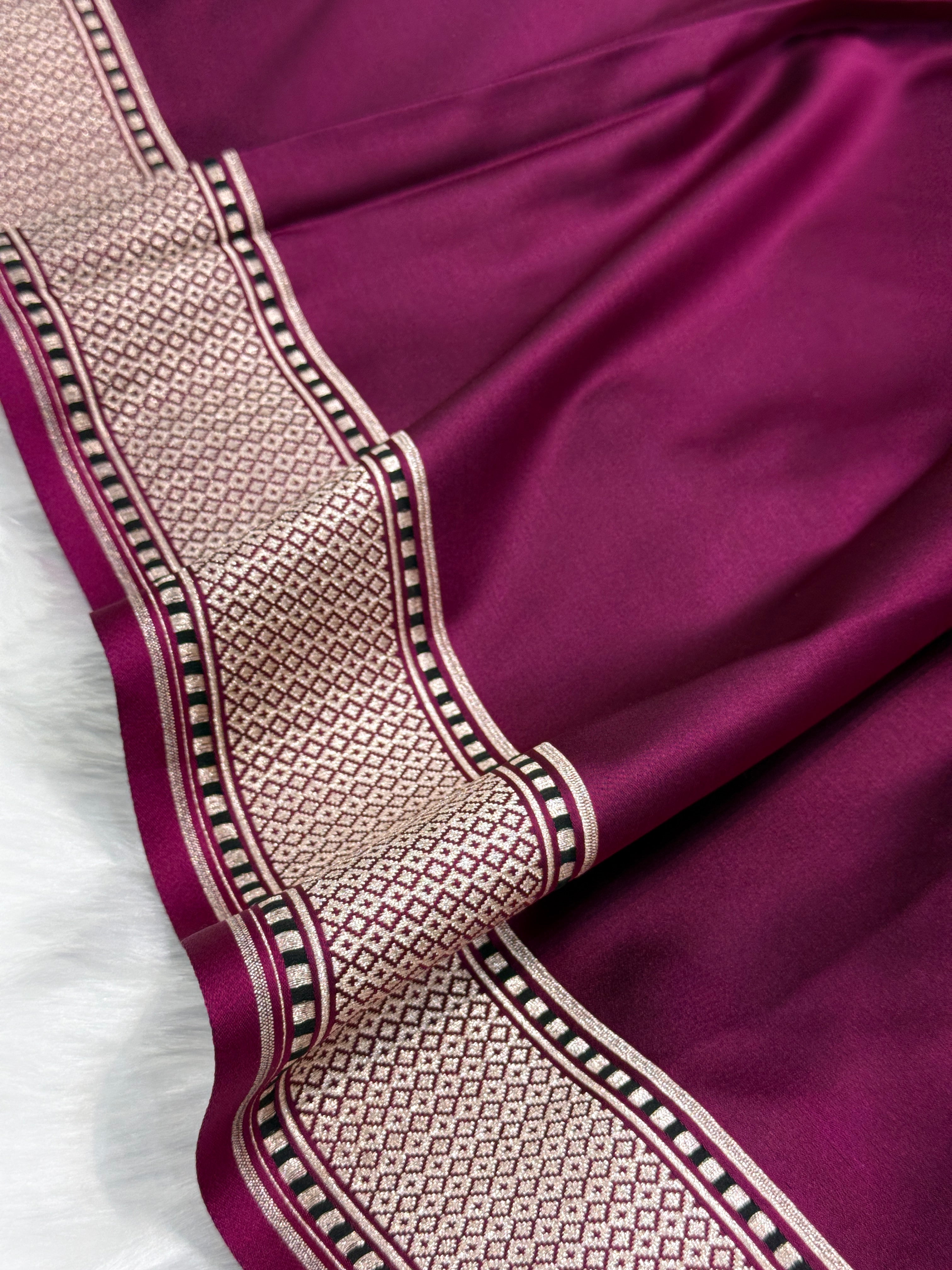 Plain Mashru with Dark Wine Shades
