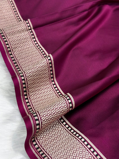 Plain Mashru with Dark Wine Shades