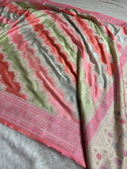 Multi Shade With Cross Rangkat Mashru Silk Saree