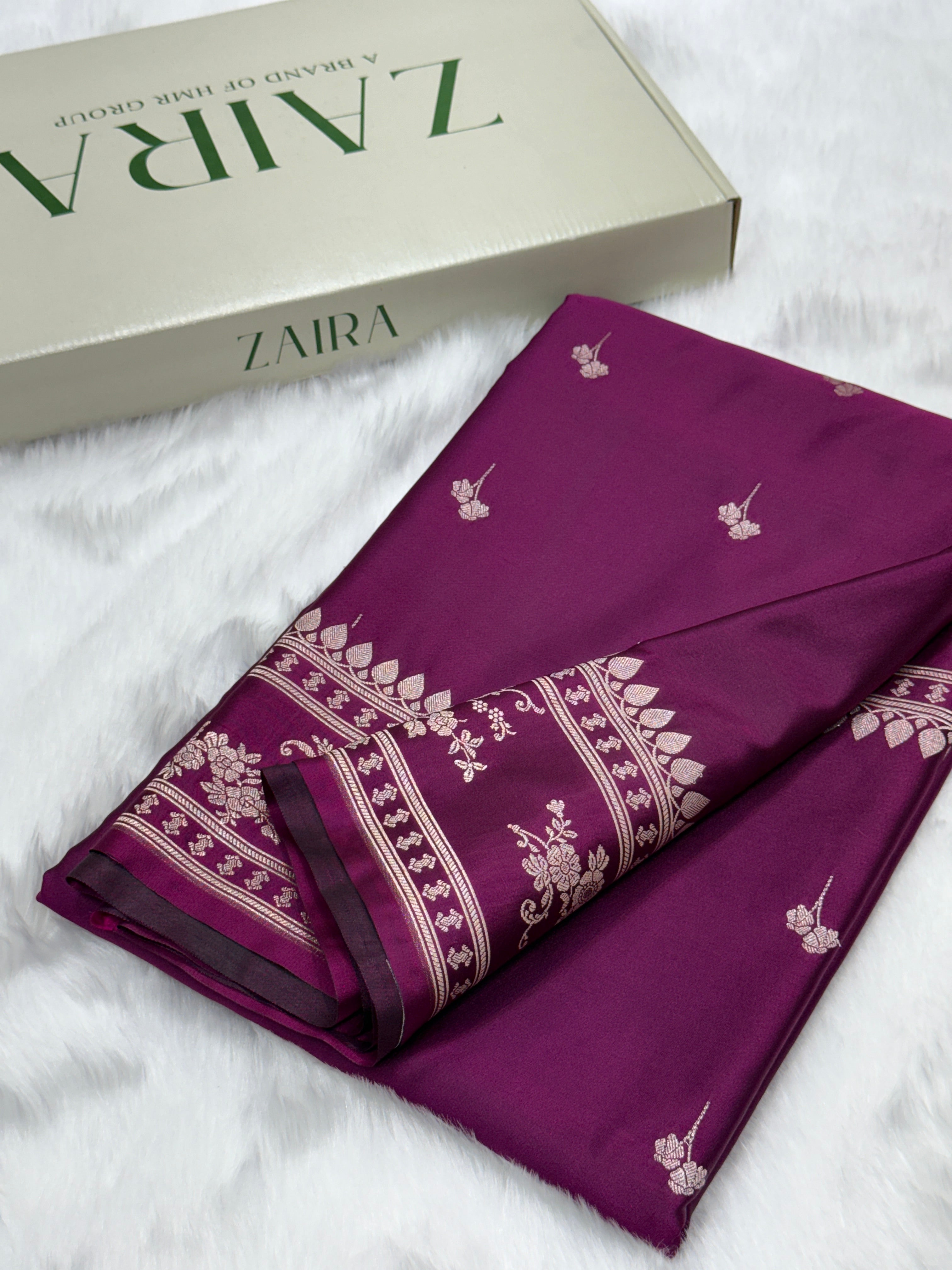 Wine Shades Floral Boota Mashru Silk Saree MSM-65