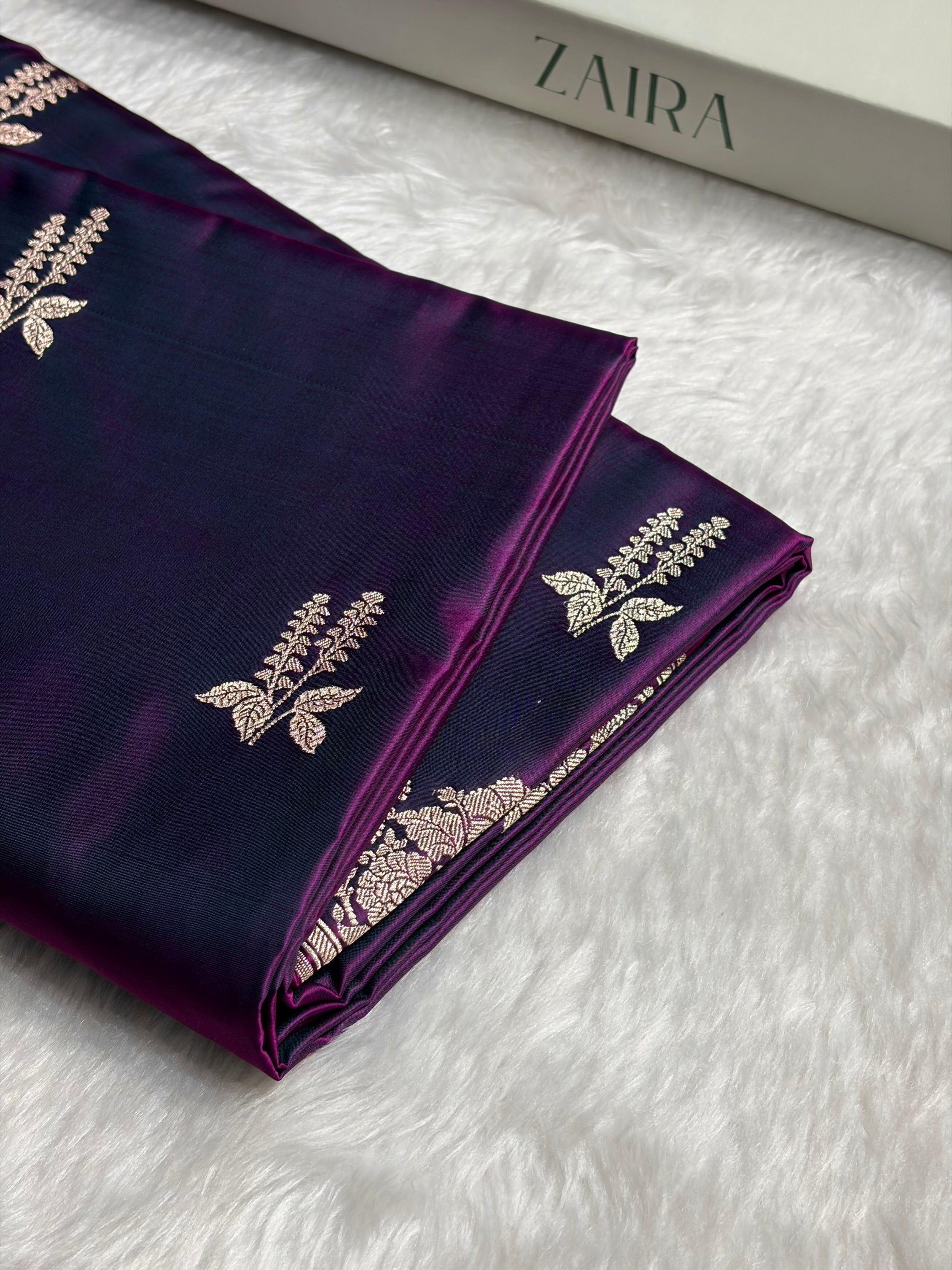 Dark purple Floral Boota Mashru Silk Saree MSM-43