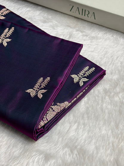 Dark purple Floral Boota Mashru Silk Saree MSM-43