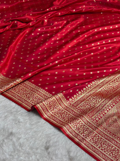 Banarasi Satin Katan Saree in Cross Red Shades SK88