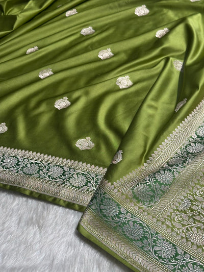 Dark Pista Shade Mashru Silk Boota MCS16