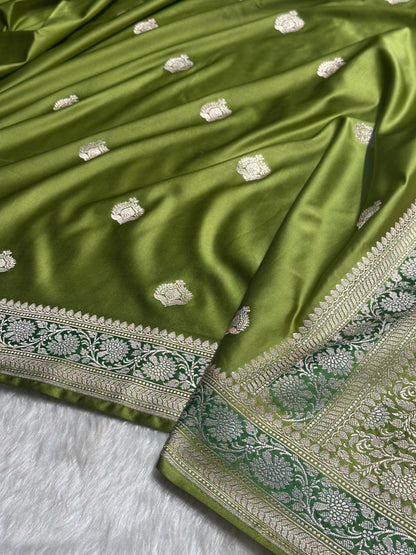 Dark Pista Shade Mashru Silk Boota
