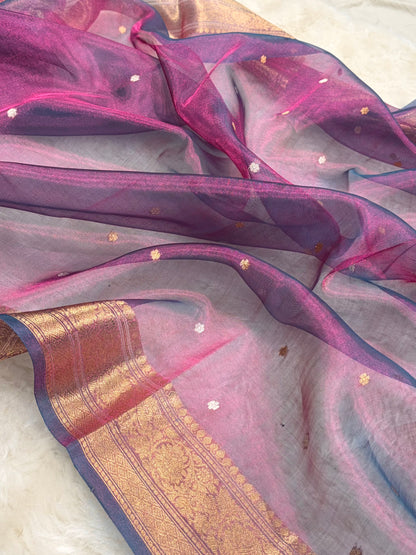 Purple Shades Boota Pure Tissue Silk Saree PT-21