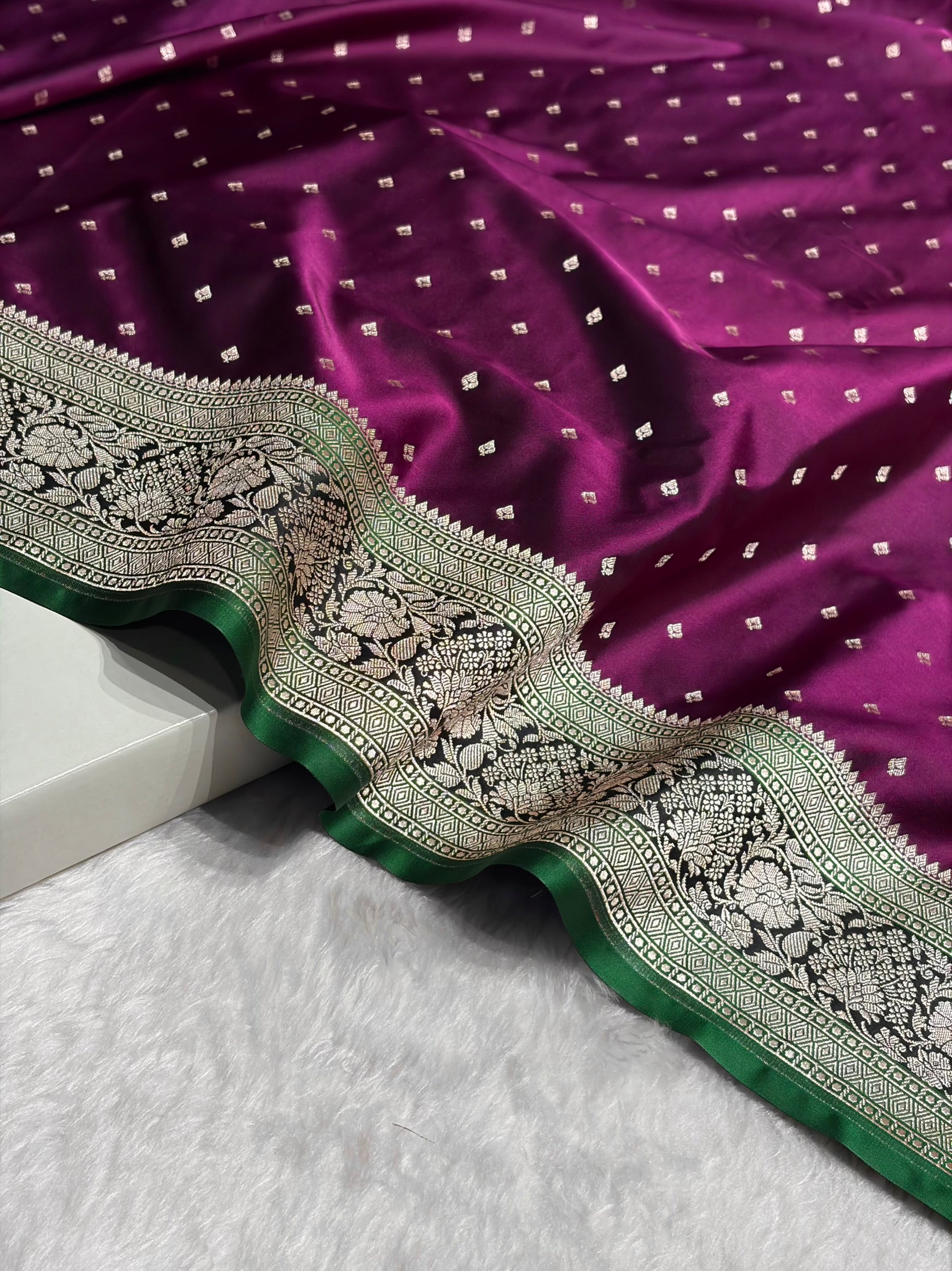 Cross Wine With Floral Border Mashru Silk Saree MSM-99